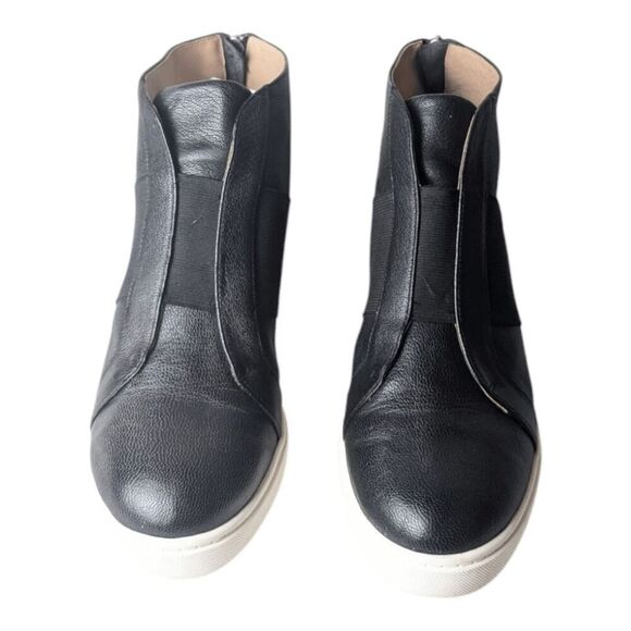 LINEA PAOLO Felicia Black Leather Wedge Sneaker Size 8.5M - Picture 4 of 8